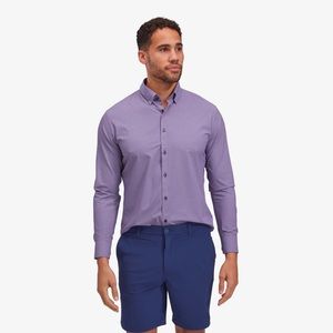 NWT Mizzen and Main Monaco Dress Shirt in Navy Pink Mini Geo Print